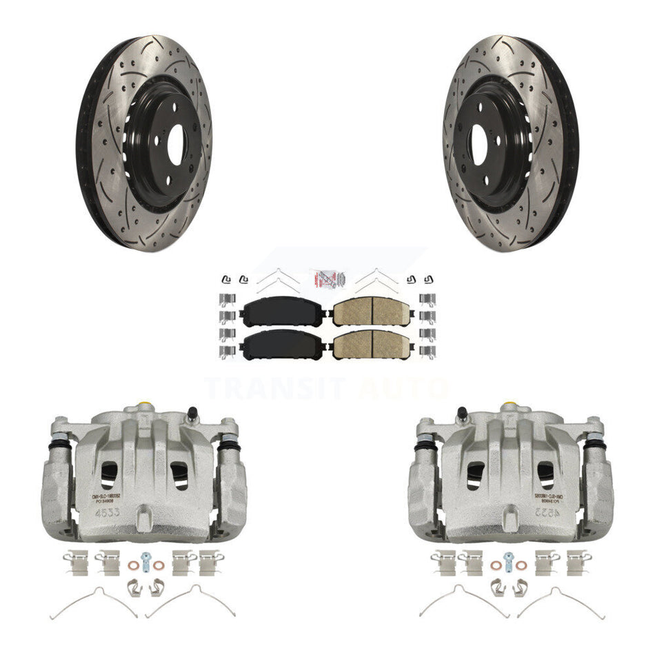 Front Brake Caliper Drilled Slot Rotor Ceramic Pad Kit For Lexus RX350 Toyota Highlander KCD-100010N