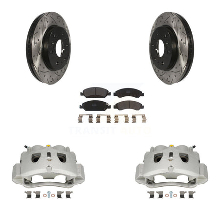 Front Brake Caliper Drill Slot Rotors Semi-Metallic Pad Kit For 16 Chevrolet Suburban HD KCD-100010P