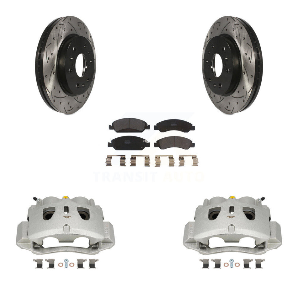 Front Brake Caliper Drill Slot Rotors Semi-Metallic Pad Kit For 16 Chevrolet Suburban HD KCD-100010P