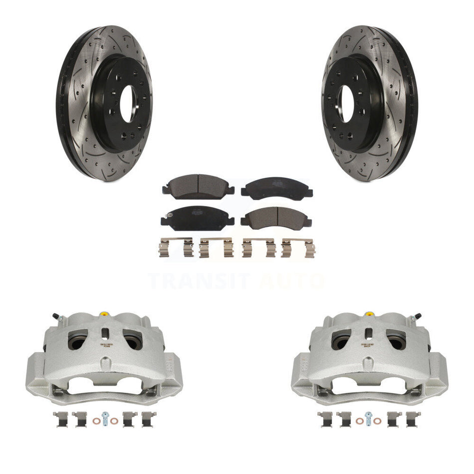 Front Brake Coat Caliper Drill Slot Rotor Ceramic Pad Kit For 2016 Chevrolet Suburban HD KCD-100010T