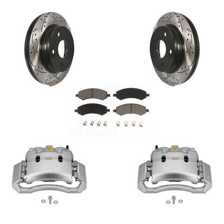 Front Disc Brake Coated Caliper Drilled Slotted Rotor Ceramic Pad Kit For Dodge Ram 1500 KCD-100011C