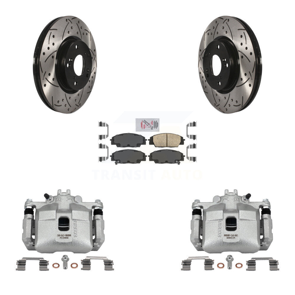 Front Brake Coat Caliper Drill Slot Rotor Ceramic Pad Kit For 2002-2006 Acura RSX Type-S KCD-100011N