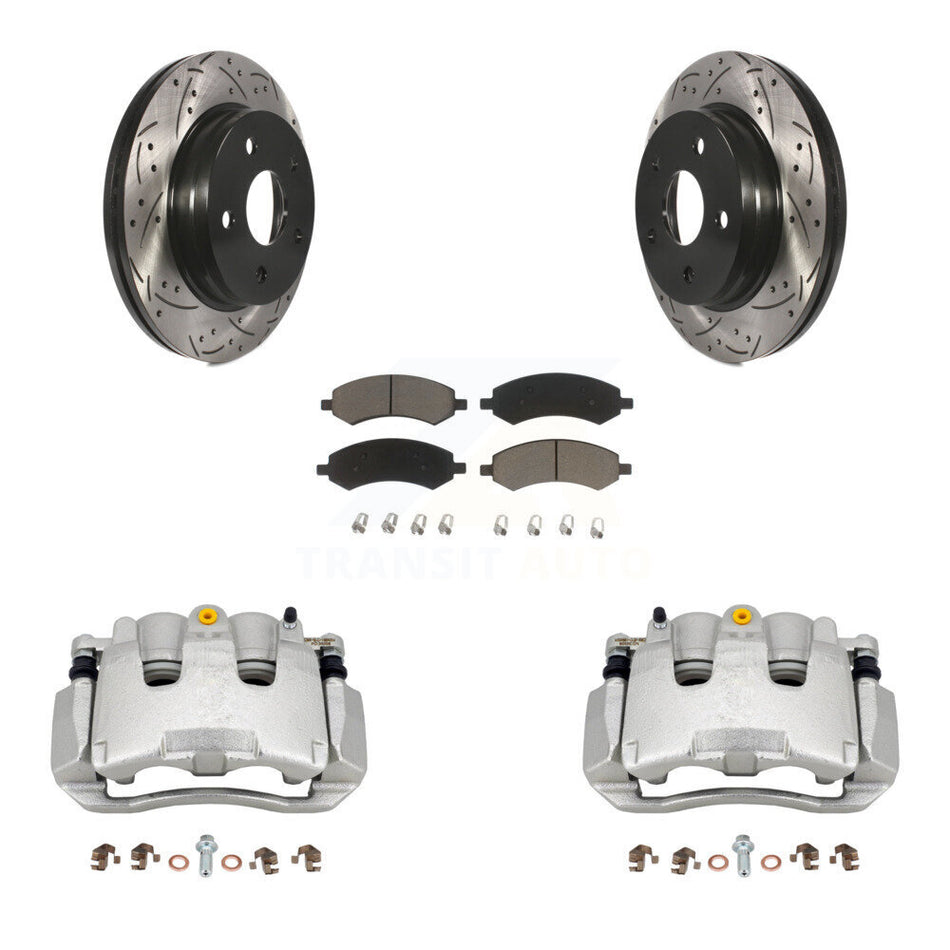Front Brake Caliper Drill Slotted Rotor Ceramic Pad Kit For Chrysler Aspen Dodge Durango KCD-100013C
