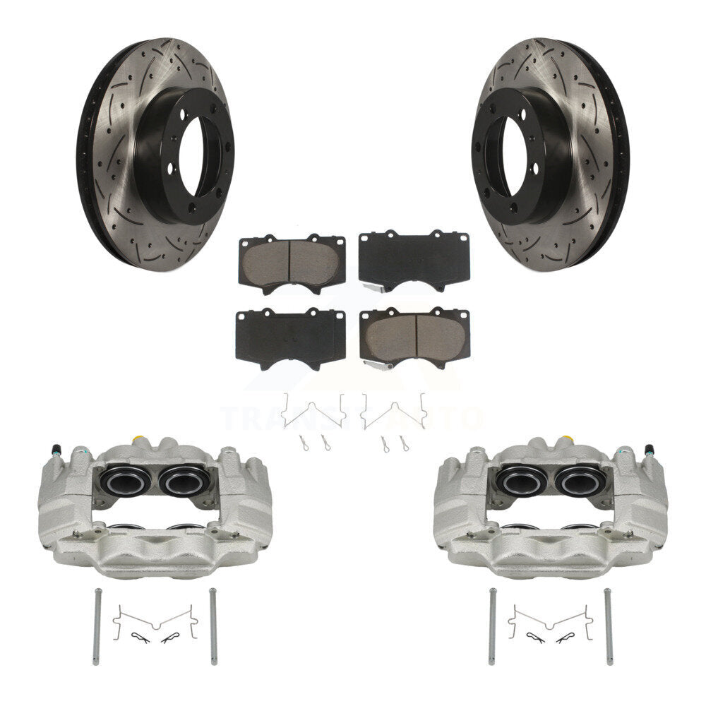 Front Brake Coated Caliper Drill Slot Rotor Ceramic Pad Kit For Toyota Tacoma FJ Cruiser KCD-100014C