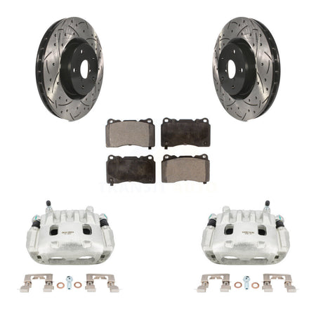 Front Disc Brake Coated Caliper Drill Slot Rotors Ceramic Pad Kit For Subaru Impreza WRX KCD-100017T