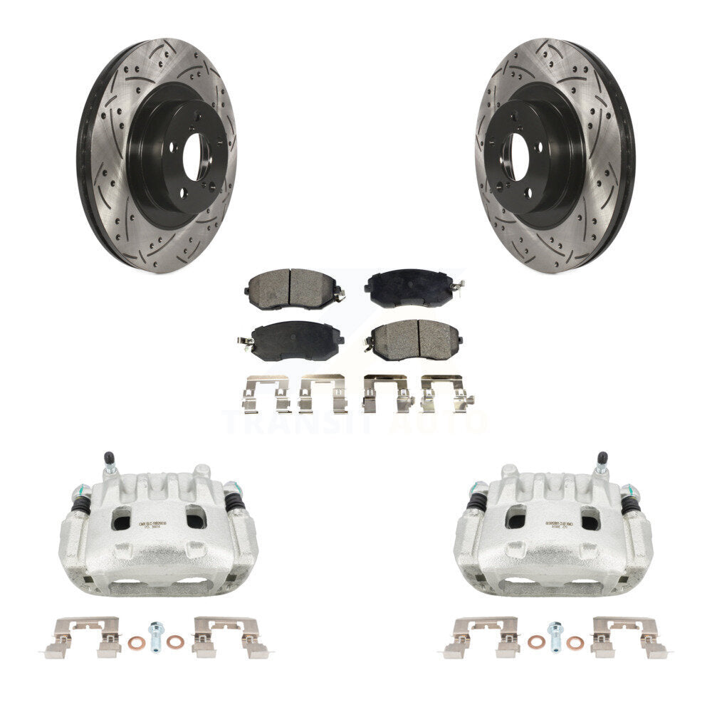 Front Brake Coat Caliper Drill Slot Rotor Ceramic Pad Kit For Subaru Forester Impreza XV KCD-100018T