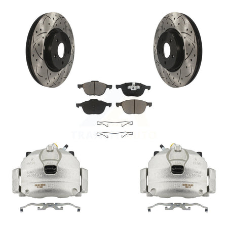 Front Brake Coated Caliper Drill Slotted Rotors Ceramic Pad Kit For Ford Transit Connect KCD-100019C