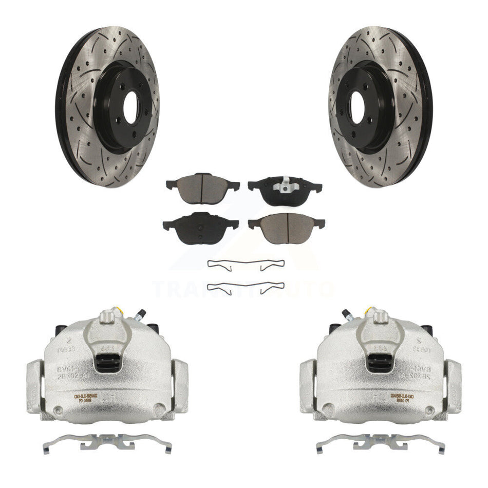 Front Brake Coated Caliper Drill Slotted Rotors Ceramic Pad Kit For Ford Transit Connect KCD-100019C