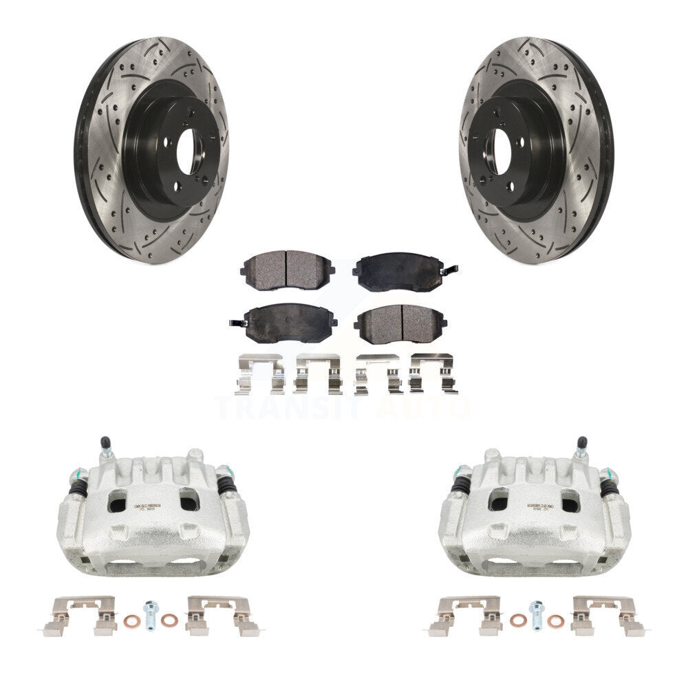 Front Brake Caliper Drill Slot Rotor Ceramic Pad Kit For Subaru Outback Impreza Forester KCD-100019T