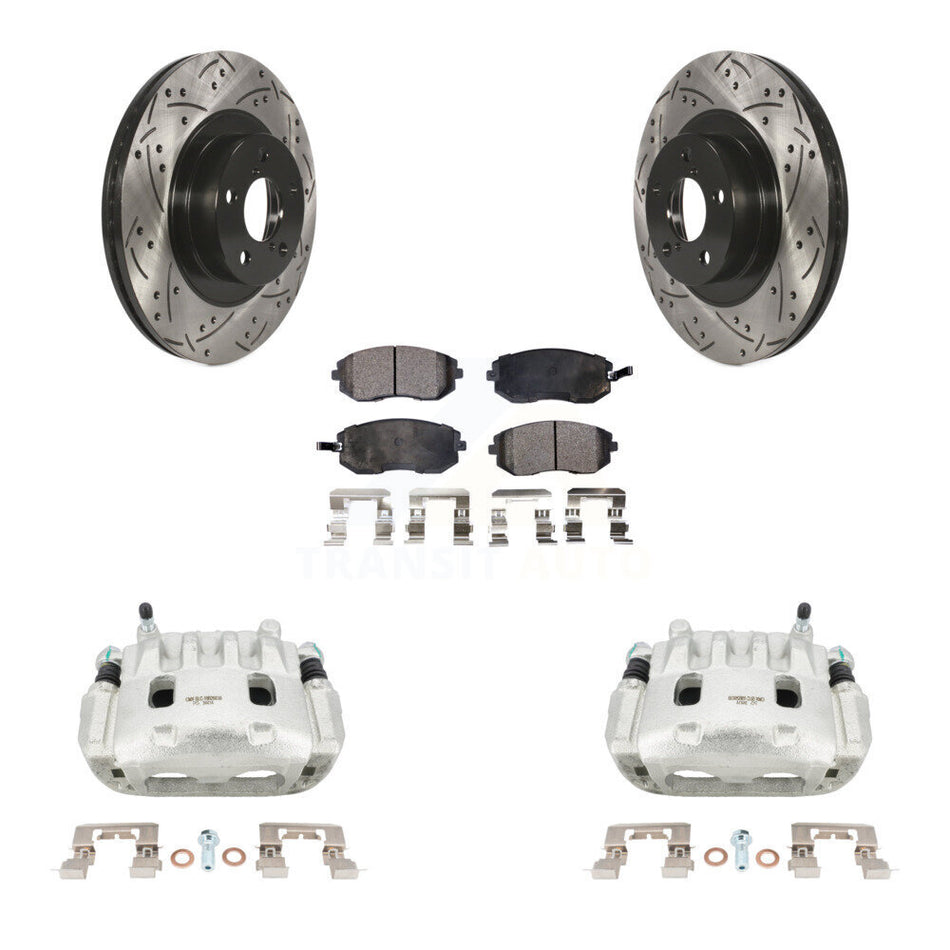 Front Brake Caliper Drill Slot Rotor Ceramic Pad Kit For Subaru Outback Impreza Forester KCD-100019T