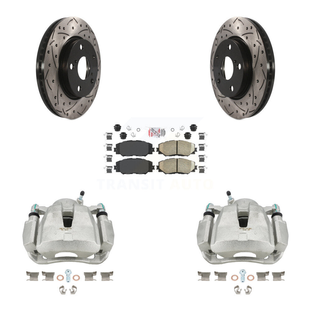 Front Disc Brake Coated Caliper Drilled Slotted Rotors And Ceramic Pads Kit For 2014-2015 Toyota RAV4 LE With Canada or U.S. Emissions Excluding Vehicles Manufactured In Japan KCD-100023N by Transit Auto