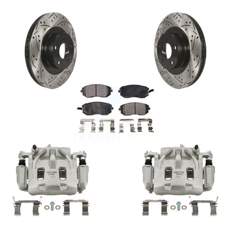Front Disc Brake Coated Caliper Drill Slot Rotor Semi-Metallic Pad Kit For Subaru Legacy KCD-100023P