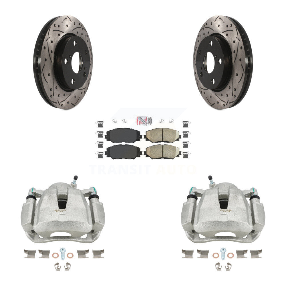 Front Disc Brake Coated Caliper Drilled Slotted Rotors And Ceramic Pads Kit For 2014-2015 Toyota RAV4 LE With Canada or U.S. Emissions Excluding Vehicles Manufactured In Japan KCD-100024N by Transit Auto