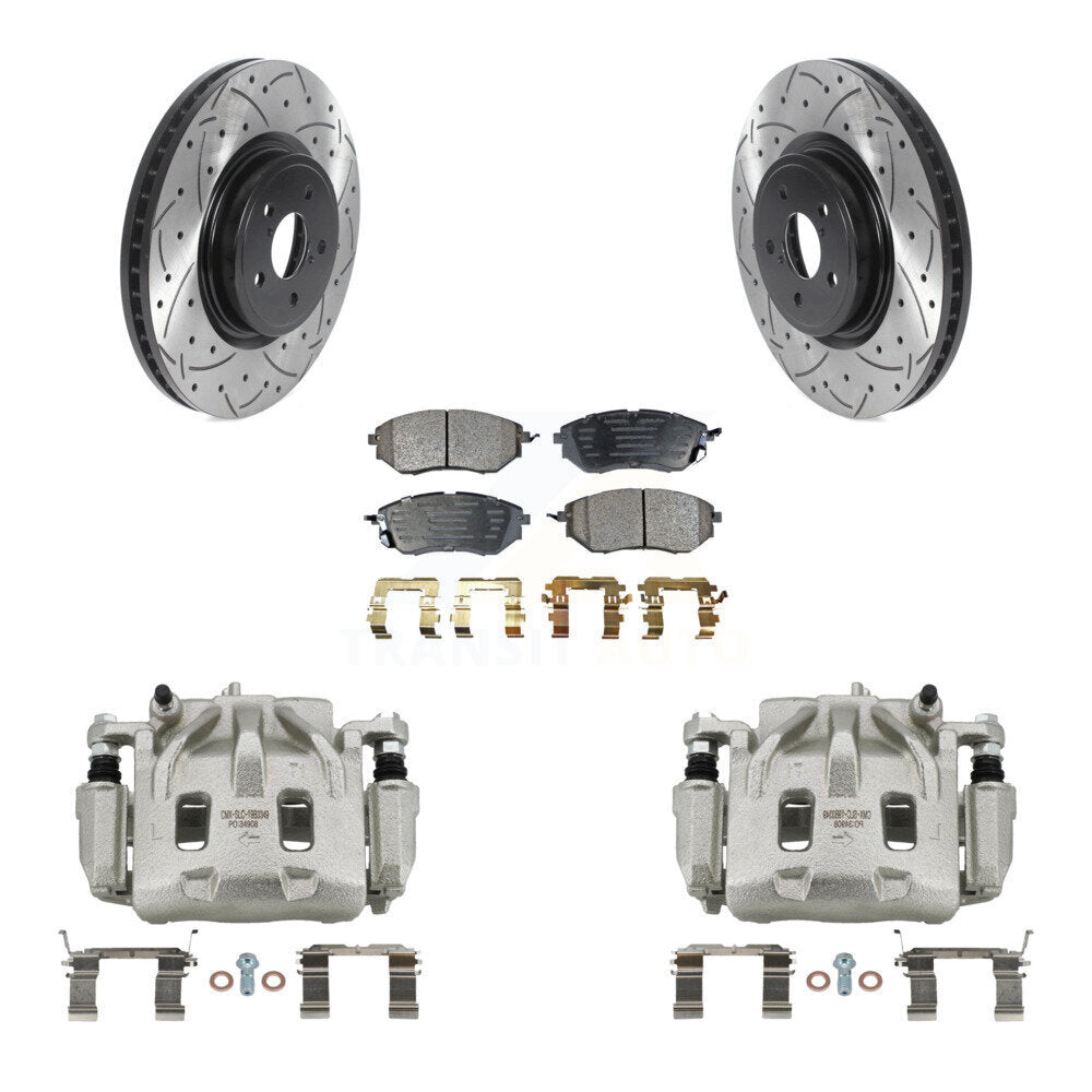 Front Brake Caliper Drill Slot Rotors Ceramic Pad Kit For Subaru Forester Outback Legacy KCD-100024T