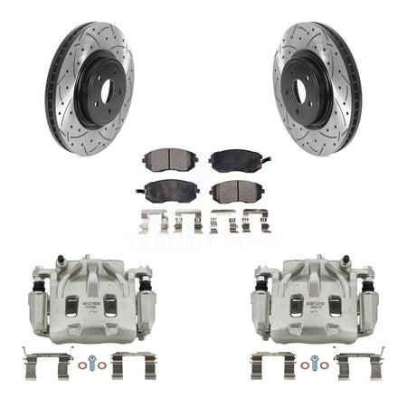 Front Disc Brake Coated Caliper Drill Slot Rotor Semi-Metallic Pad Kit For Subaru Legacy KCD-100025P