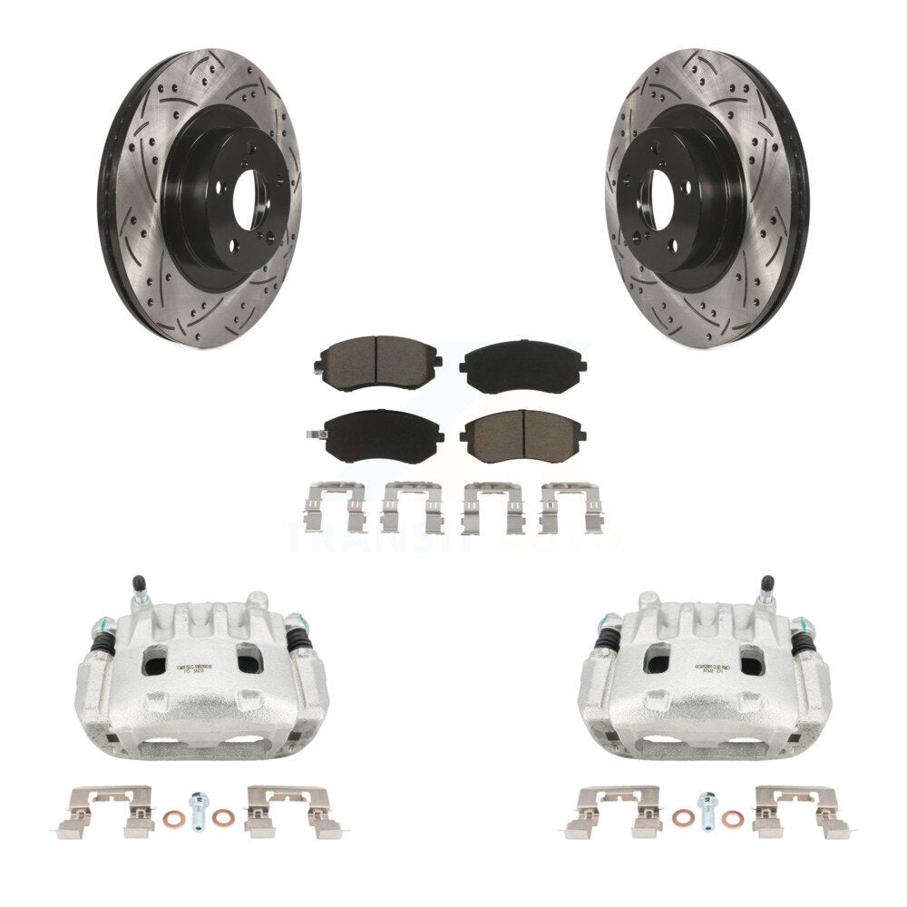 Front Brake Caliper Drill Slot Rotor Ceramic Pad Kit For Subaru Outback Impreza Forester KCD-100031C