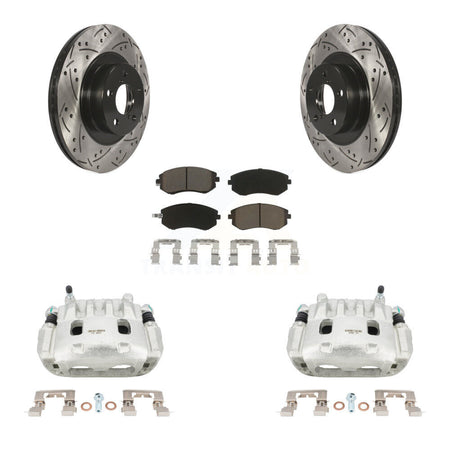 Front Brake Caliper Drill Slot Rotor Ceramic Pad Kit For Subaru Outback Impreza Forester KCD-100031C