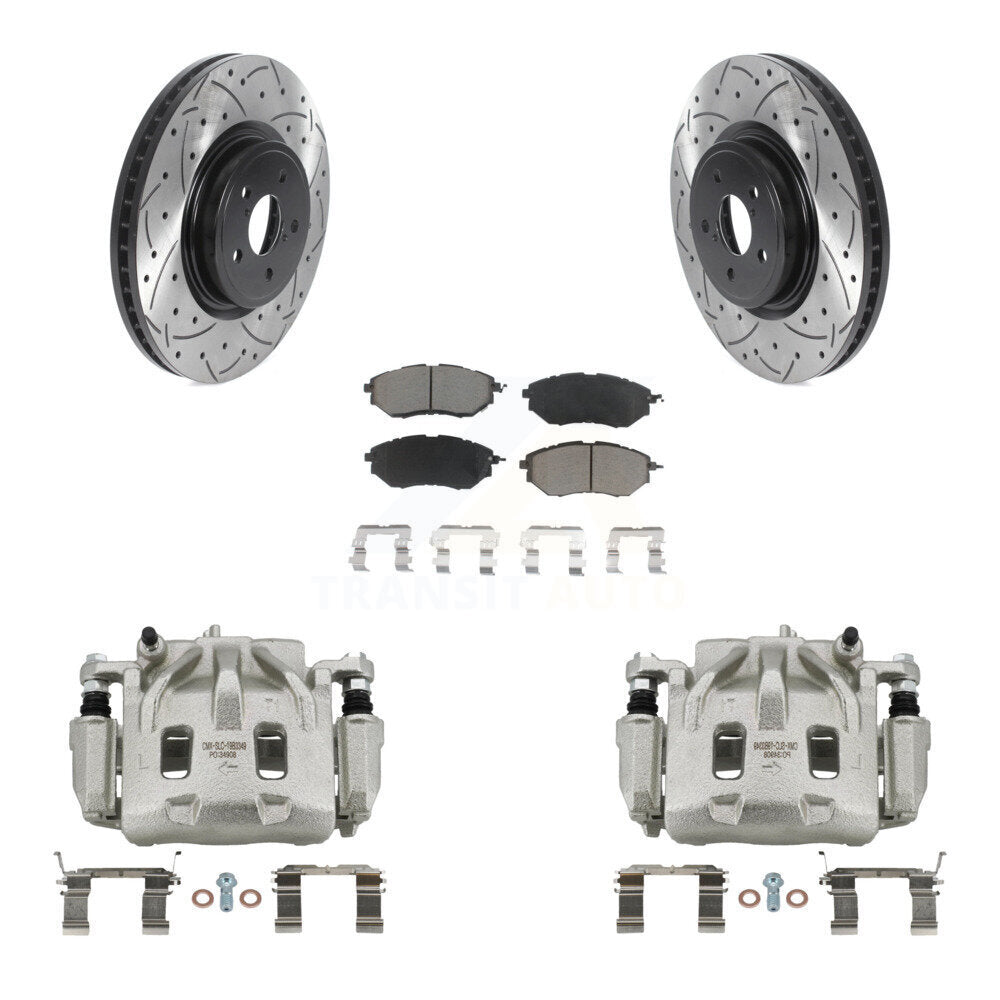 Front Brake Caliper Drill Slot Rotors Ceramic Pad Kit For Subaru Forester Outback Legacy KCD-100033C