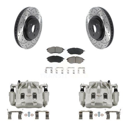 Front Brake Caliper Drill Slot Rotors Ceramic Pad Kit For Subaru Forester Outback Legacy KCD-100033C
