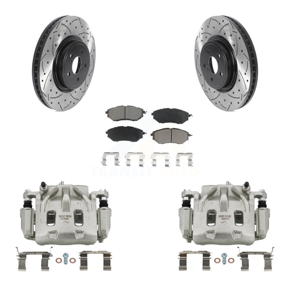 Front Brake Caliper Drill Slot Rotors Ceramic Pad Kit For Subaru Forester Outback Legacy KCD-100033C