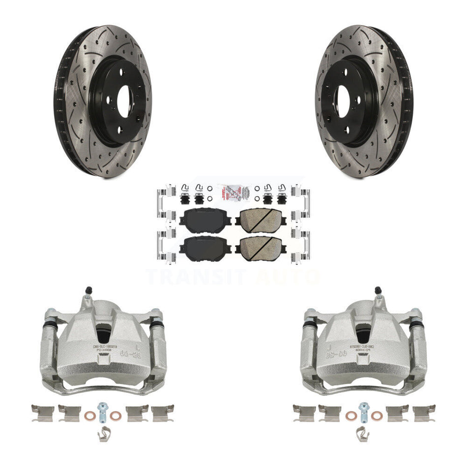 Front Brake Caliper Drill Slot Rotor Ceramic Pad Kit For Lexus IS250 Base with Sedan RWD KCD-100038N