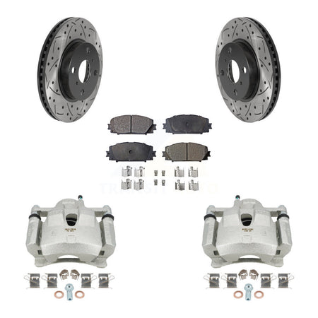 Front Disc Brake Coated Caliper Drill Slot Rotors Semi-Metallic Pad Kit For Toyota Yaris KCD-100039P