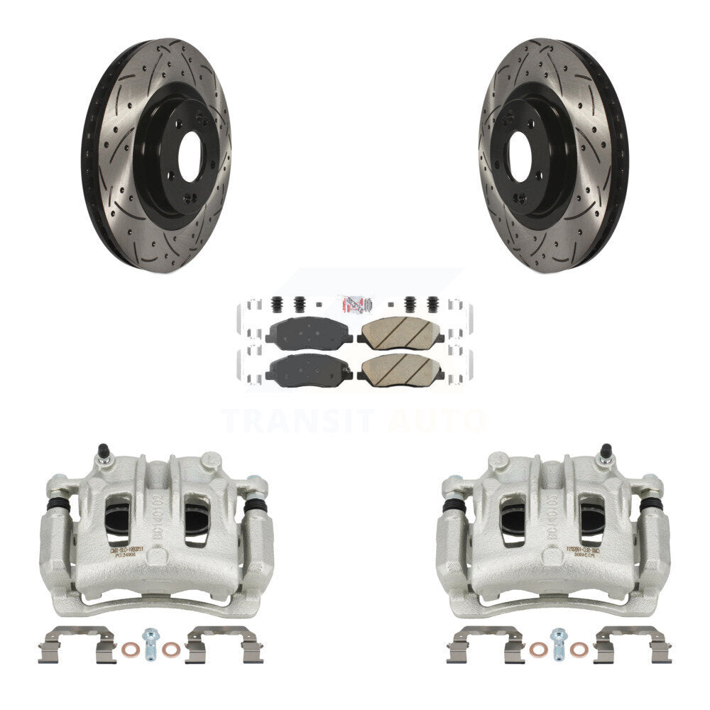 Front Brake Coated Caliper Drill Slot Rotor Ceramic Pad Kit For Hyundai Santa Fe XL 3.3L KCD-100040N