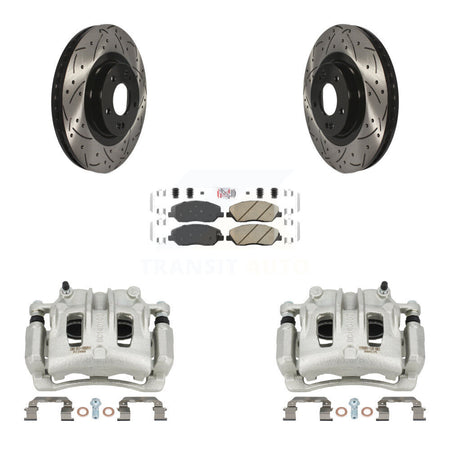 Front Brake Coated Caliper Drill Slot Rotor Ceramic Pad Kit For Hyundai Santa Fe XL 3.3L KCD-100040N