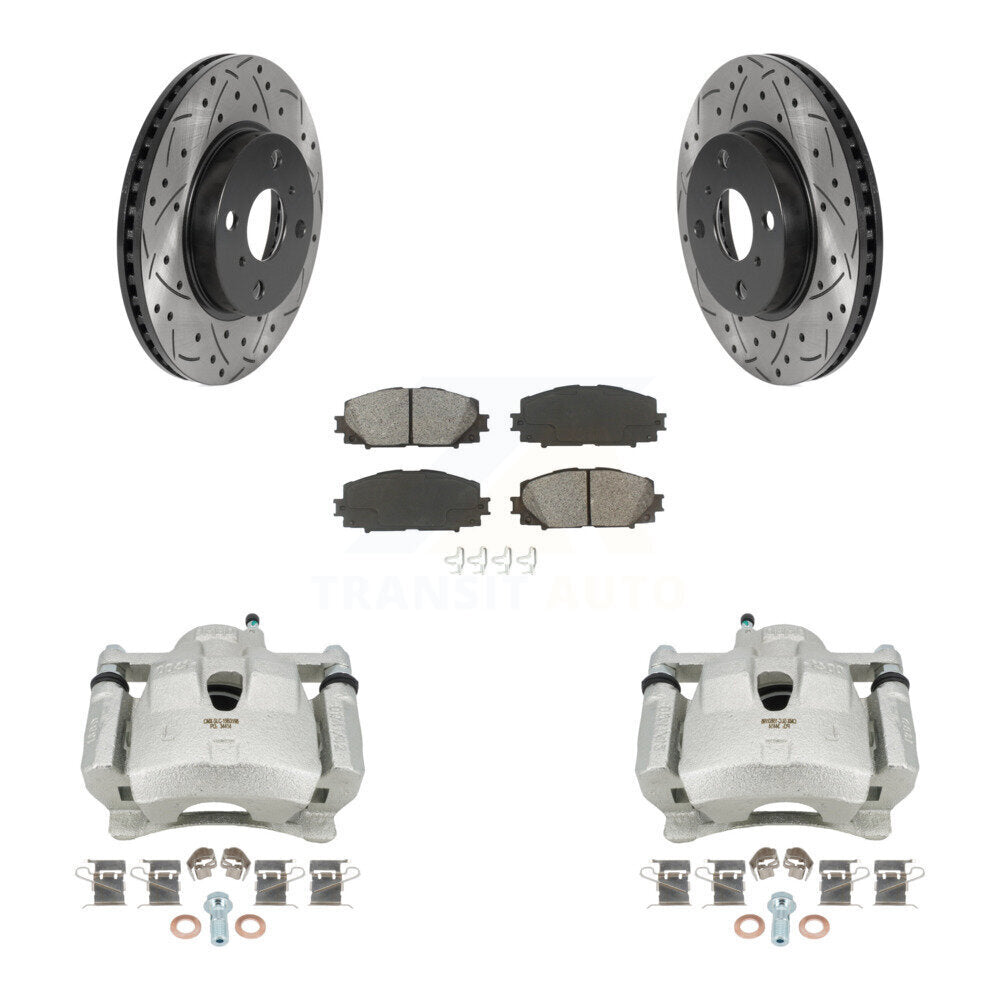 Front Disc Brake Coated Caliper Drill Slot Rotors Semi-Metallic Pad Kit For Toyota Yaris KCD-100040S