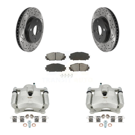 Front Disc Brake Coated Caliper Drill Slot Rotors Semi-Metallic Pad Kit For Toyota Yaris KCD-100040S