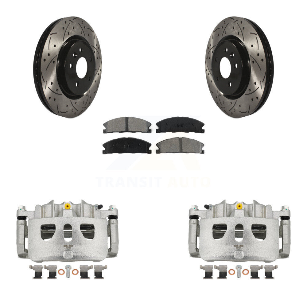 Front Brake Caliper Drill Slot Rotors Semi-Metallic Pad Kit For 2013 Ford Explorer Sport KCD-100042S