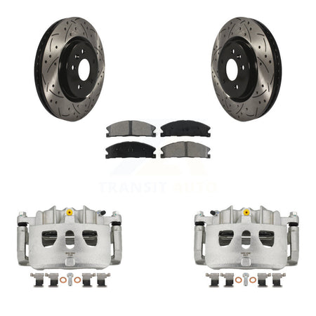 Front Brake Caliper Drill Slot Rotors Semi-Metallic Pad Kit For 2013 Ford Explorer Sport KCD-100042S