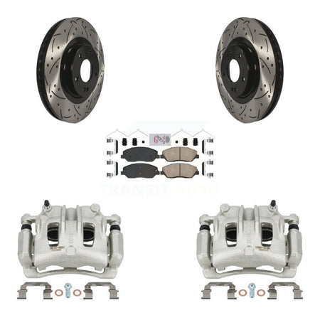 Front Disc Brake Coated Caliper Drill Slot Rotor Ceramic Pad Kit For Hyundai Santa Fe XL KCD-100043N
