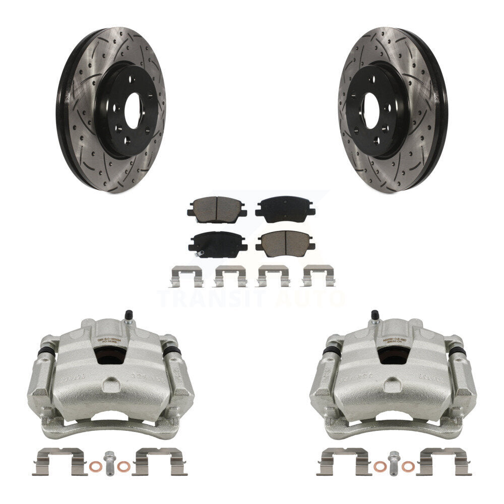 Front Brake Caliper Drill Slotted Rotor Ceramic Pad Kit For Chevrolet Cruze Bolt EV Volt KCD-100044C