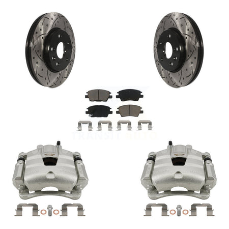 Front Brake Caliper Drill Slotted Rotor Ceramic Pad Kit For Chevrolet Cruze Bolt EV Volt KCD-100044C