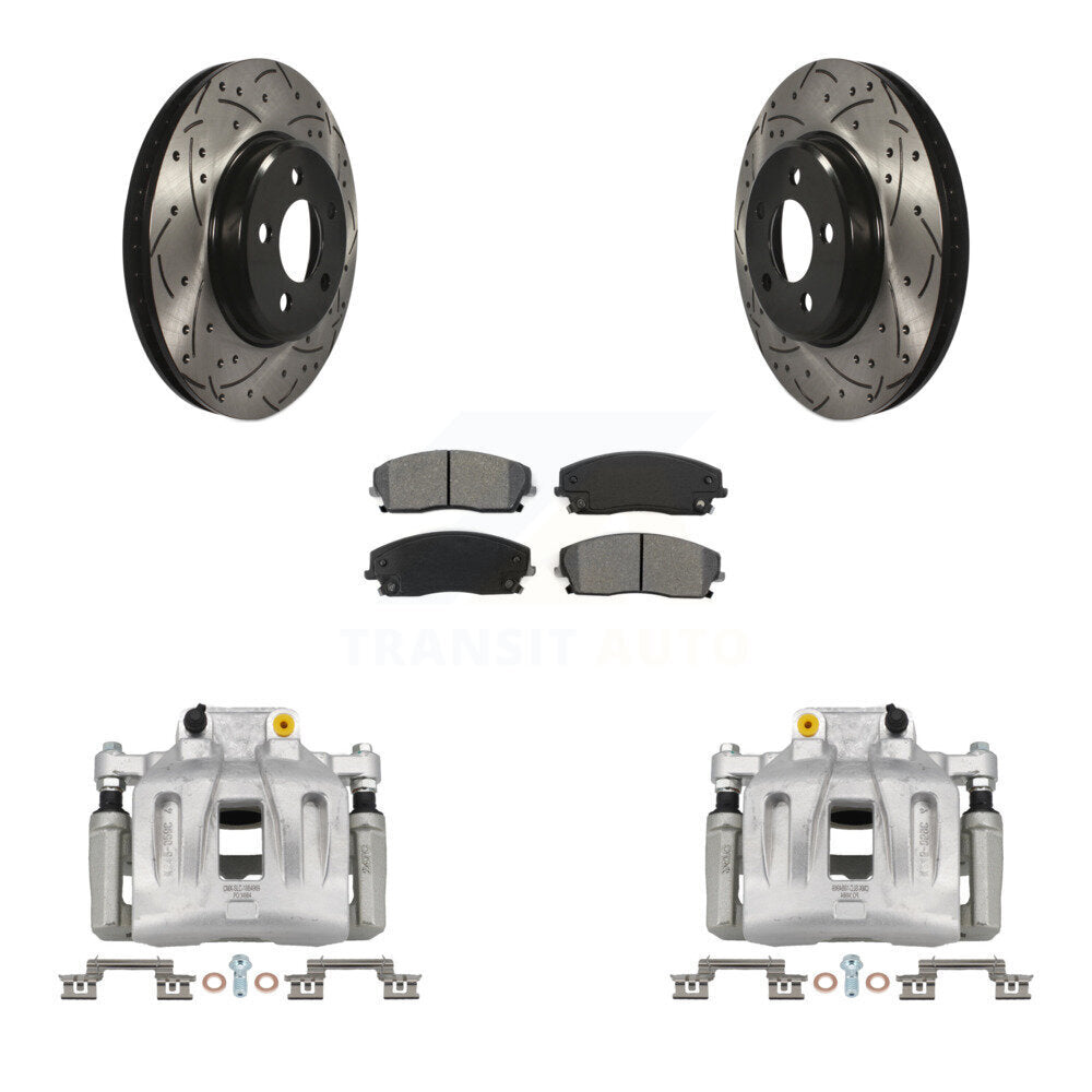Front Brake Caliper Drill Slot Rotor Semi-Metallic Pad Kit For Dodge Chrysler 300 Magnum KCD-100044S