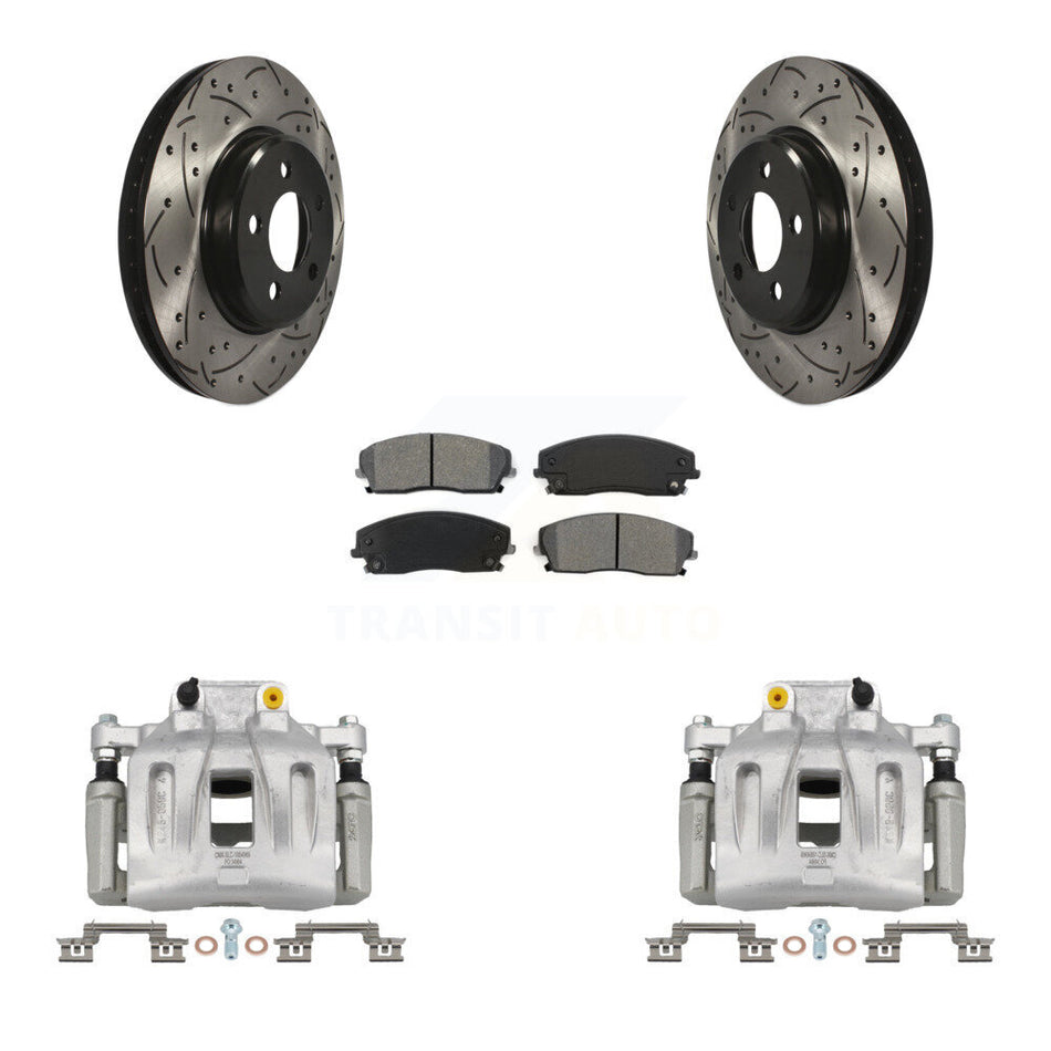 Front Brake Caliper Drill Slot Rotor Semi-Metallic Pad Kit For Dodge Chrysler 300 Magnum KCD-100044S