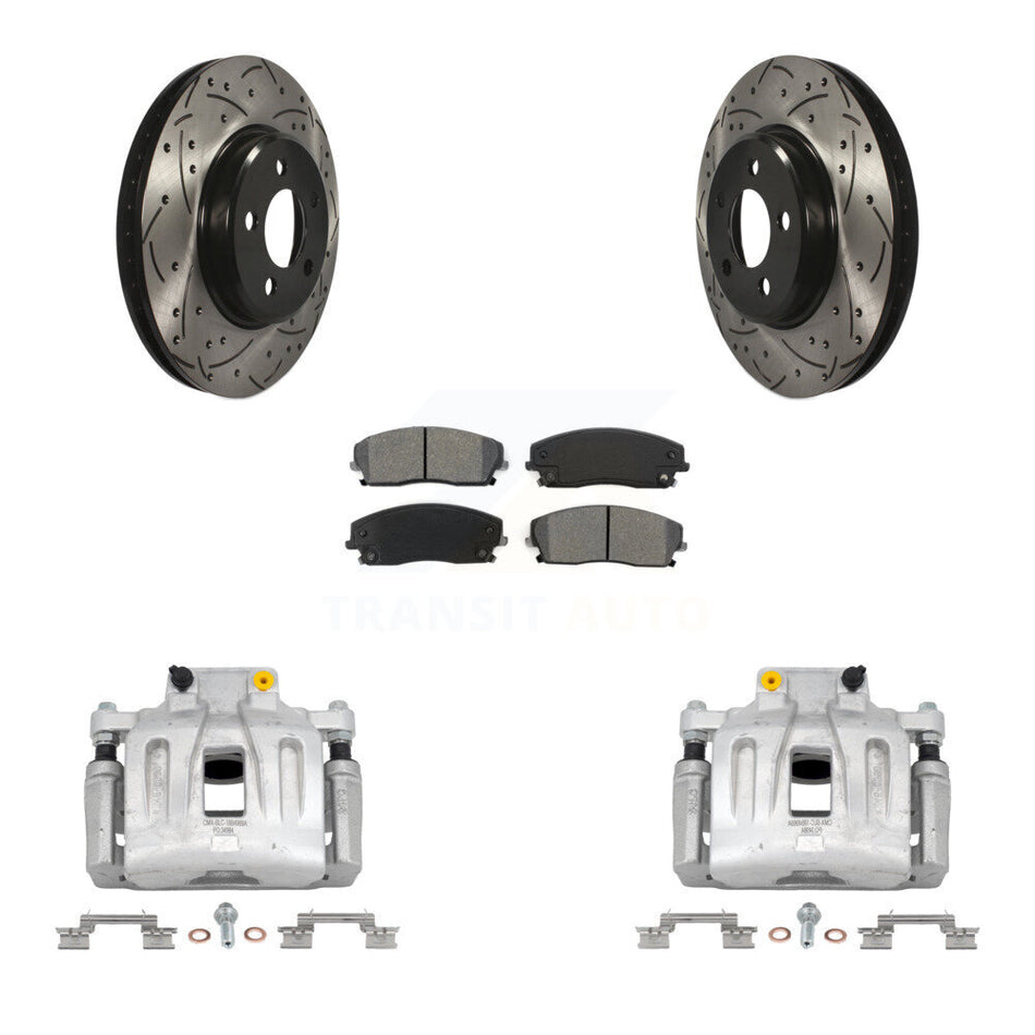 Front Brake Coated Caliper Drill Slot Rotor Semi-Metallic Pad Kit For Chrysler 300 Dodge KCD-100045S