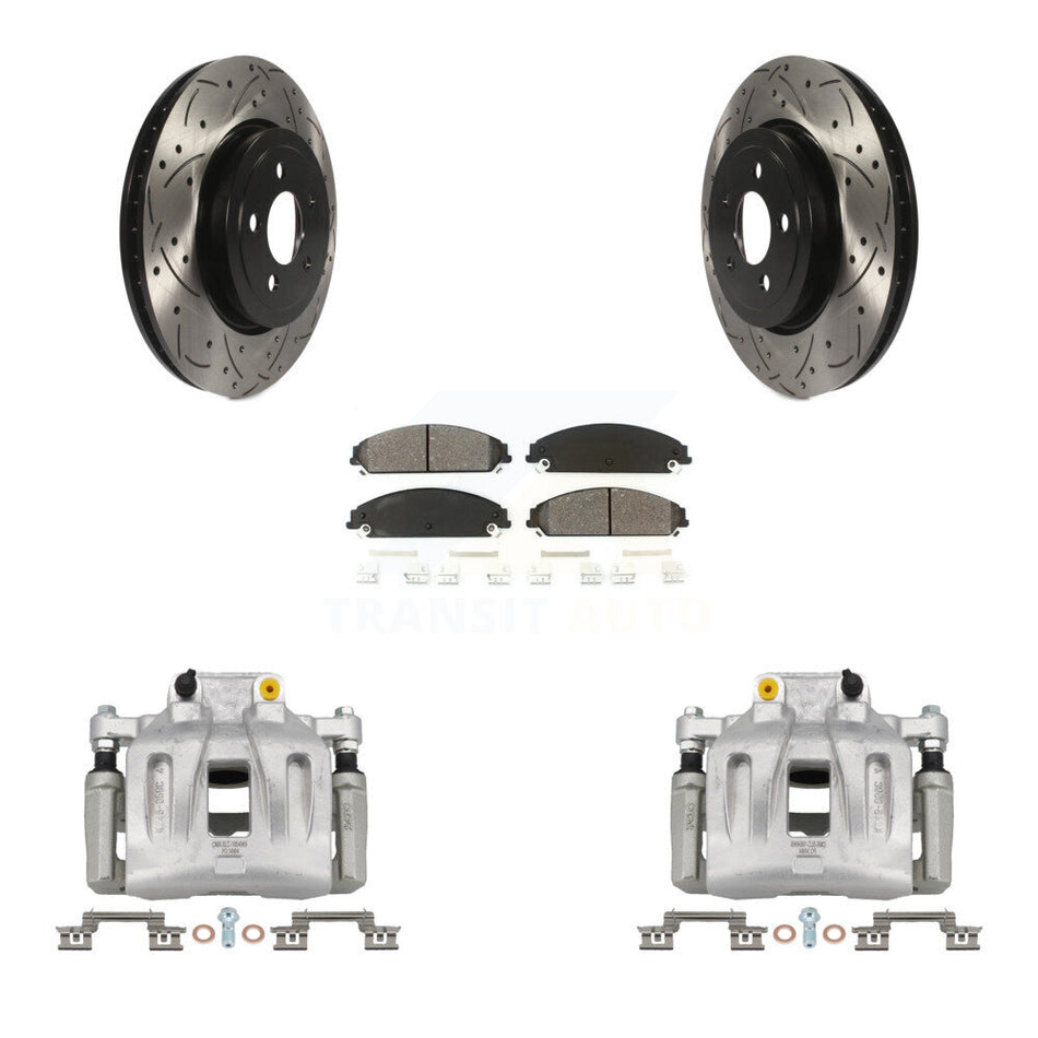 Front Brake Caliper Drill Slot Rotor Semi-Metallic Pad Kit For Chrysler 300 Dodge Magnum KCD-100048S