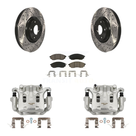 Front Brake Caliper Drill Slot Rotor Ceramic Pad Kit For INFINITI Nissan Murano G37 EX35 KCD-100049C