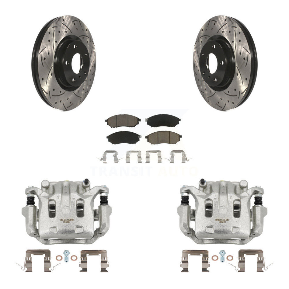 Front Brake Caliper Drill Slot Rotor Ceramic Pad Kit For INFINITI Nissan Murano G37 EX35 KCD-100049C