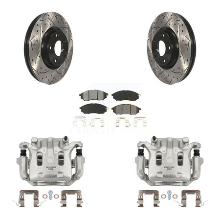 Front Brake Caliper Drill Slotted Rotor Semi-Metallic Pad Kit For INFINITI Nissan Murano KCD-100050S