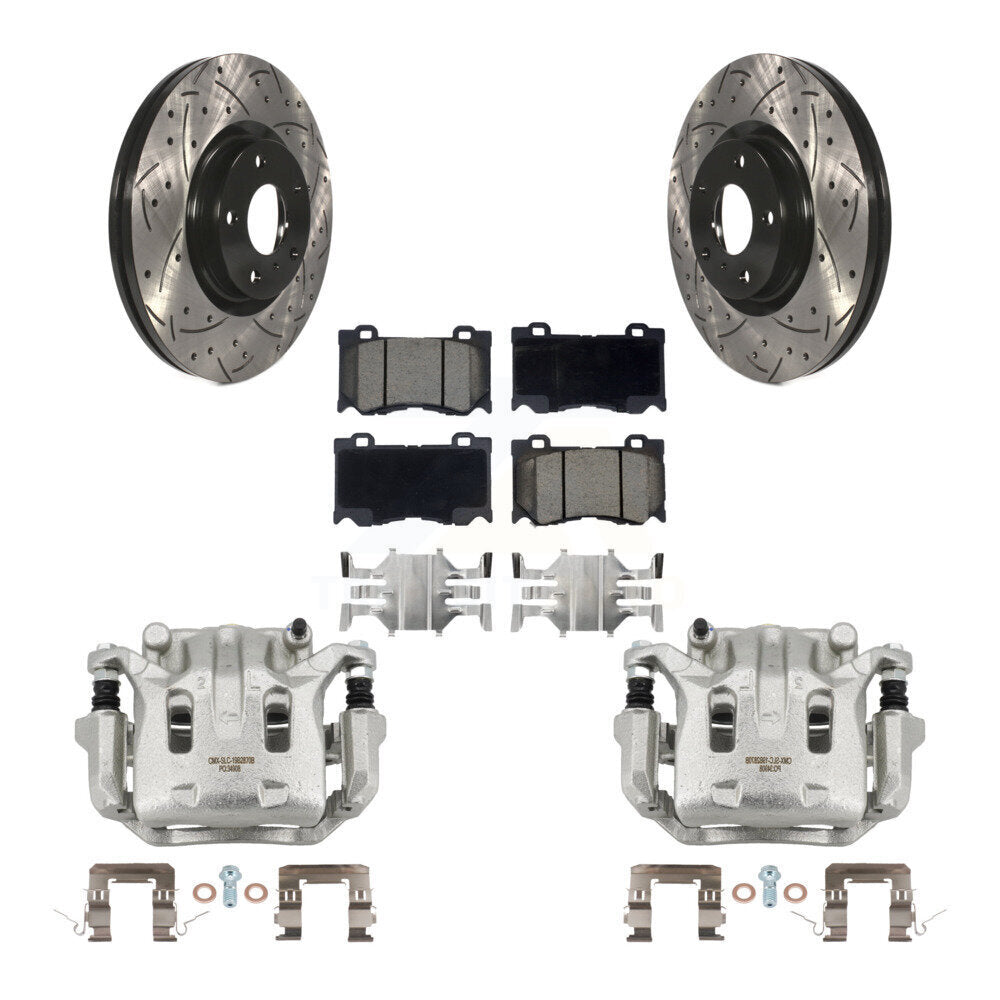 Front Brake Caliper Drill Slot Rotor Ceramic Pad Kit For INFINITI G37 With Brembo Brakes KCD-100053C