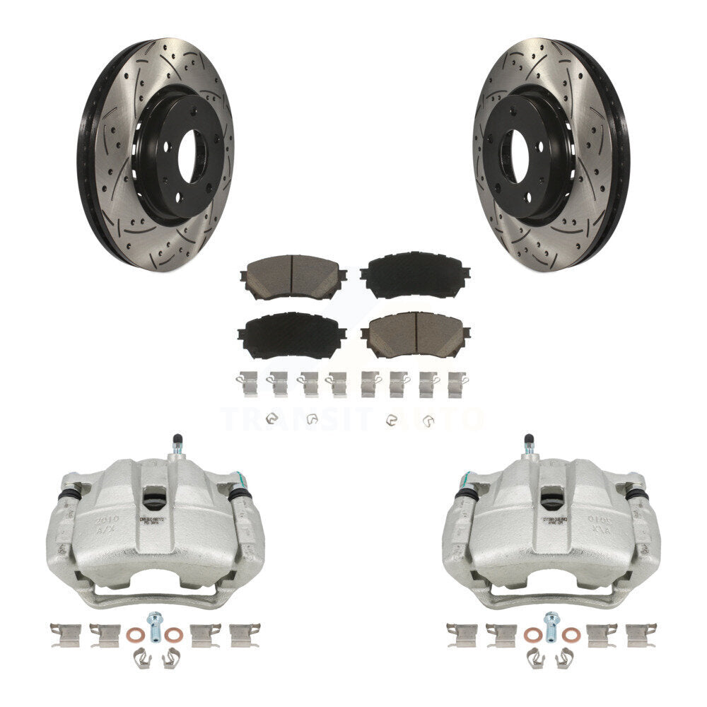 Front Brake Caliper Drill Slotted Rotors Ceramic Pad Kit For Mazda 6 Naturally Aspirated KCD-100055C