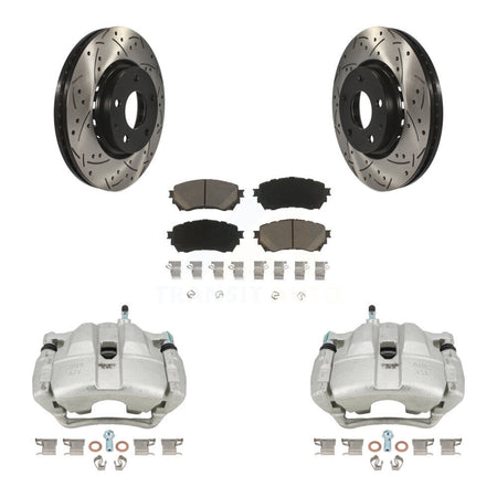 Front Brake Caliper Drill Slotted Rotors Ceramic Pad Kit For Mazda 6 Naturally Aspirated KCD-100055C