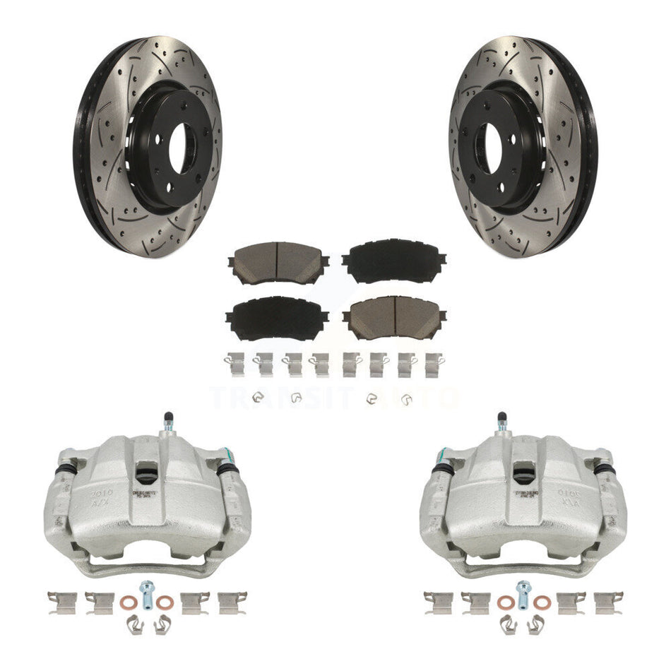 Front Brake Caliper Drill Slotted Rotors Ceramic Pad Kit For Mazda 6 Naturally Aspirated KCD-100055C