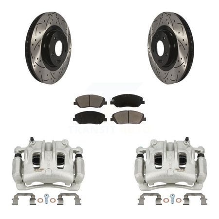 Front Disc Brake Coated Caliper Drill Slot Rotor Ceramic Pad Kit For Hyundai Santa Fe XL KCD-100056C