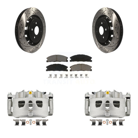 Front Brake Caliper Drill Slot Rotor Ceramic Pad Kit For Ford Explorer Flex Taurus Sedan KCD-100058C