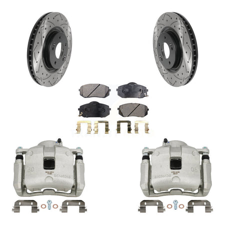Front Brake Caliper Drill Slot Rotor Ceramic Pad Kit For 16 Hyundai Tucson From 05 08 15 KCD-100070T