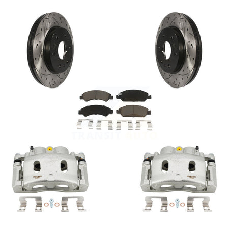 Front Brake Caliper Drill Slot Rotor Ceramic Pad Kit For GMC Sierra 1500 Chevrolet Tahoe KCD-100079C